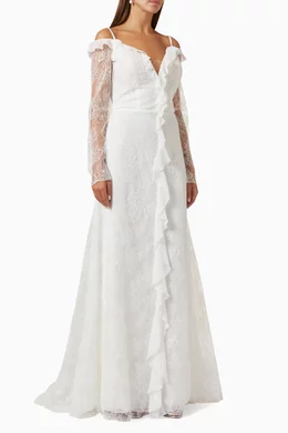 White by vera wang chantilly lace wedding dress best sale