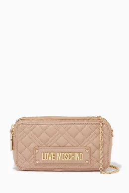 Buy Love Moschino Neutral Wallet on Chain in Quilted Faux Leather For Women Online Ounass Bahrain