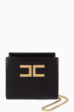 Buy Elisabetta Franchi Black Squared Logo Clutch Bag For Women Online Ounass Bahrain
