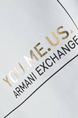 Buy Armani Exchange White You.Me.Us Logo Sweatshirt in Organic Cotton For Men Online Ounass Bahrain