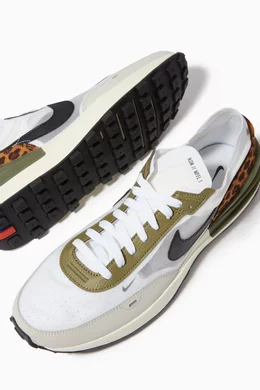 Buy Nike White Waffle One Safari Sneakers in Leather Mesh For