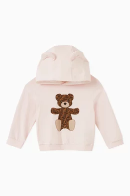 Buy Fendi Pink Teddy Bear Hoodie in Cotton For Girls Online Ounass Bahrain