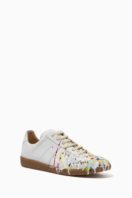 Buy Maison Margiela White Replica Paint Splatter Sneakers in Suede For Men Online Ounass Bahrain