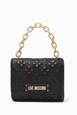 Love moschino quilted logo chain bag shop
