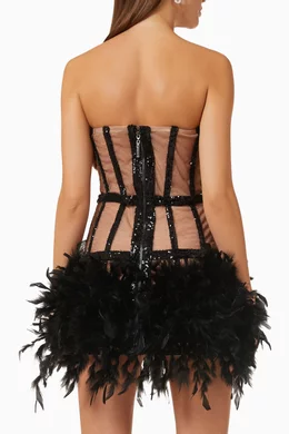 Buy Bronx and Banco Black Chloe Feather-trim Mini Dress For Women Online |  Ounass Bahrain