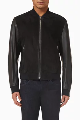 Buy BOSS Black Bomber Jacket in Suede Nappa Leather For Men Online Ounass Bahrain