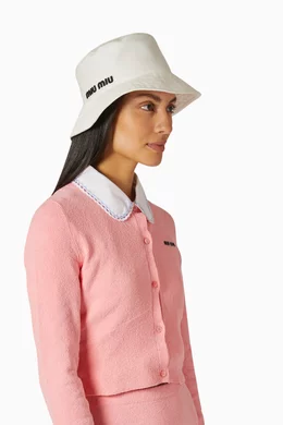Miu Miu Women\'s Pink Color Logo Bucket Hat Miu Miu Hats | The RealReal main image 3