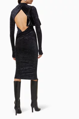 Buy The Andamane Black Kiki Midi Dress in Stretch velvet For Women Online Ounass Bahrain