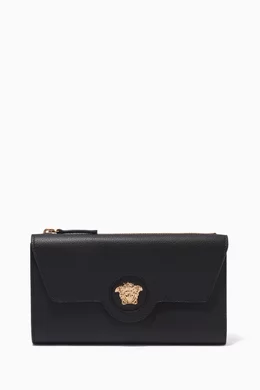 Buy Versace Black La Medusa Long Wallet in Leather For Women Online Ounass Bahrain