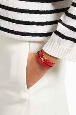 Buy Valentino Garavani Red Valentino Garavani VLOGO Signature Double strap Bracelet in Glossy Leather For Women Online Ounass Bahrain