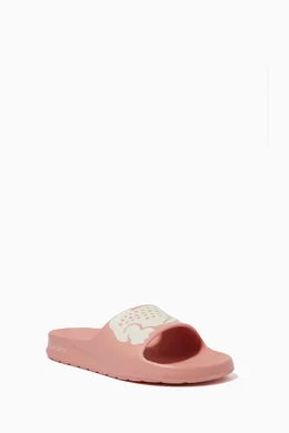 Lacoste pink slides shop