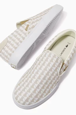 Lacoste mens white slip ons clearance