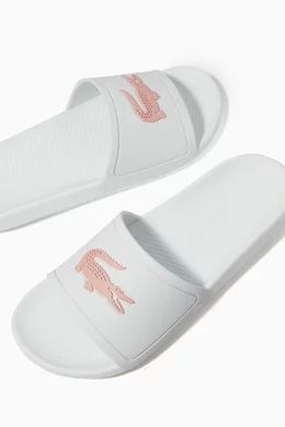 Buy Lacoste White Croco Slide Sandals in Water repellent Rubber For Women Online Ounass Bahrain