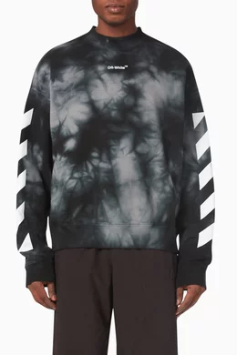 Buy Off White Grey Diagonal Arrows Tie dye Sweatshirt in Cotton Terry For Men Online Ounass Bahrain