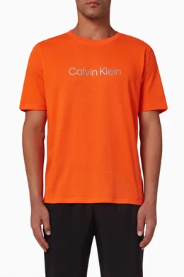 Buy Calvin Klein Performance Orange Logo Gym T-shirt in Cotton
