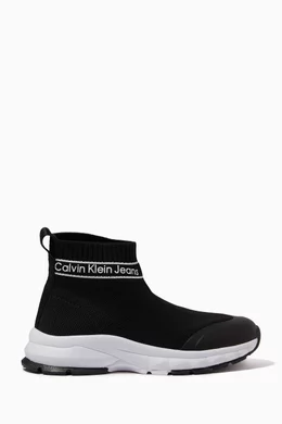 Buy Calvin Klein Black Sock High top Sneakers in Stretch Fabric For Boys Online Ounass Bahrain