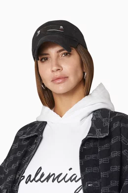 Buy Balenciaga Black Logo Baseball Cap in Cotton For Women Online