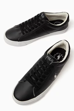 Buy Polo Ralph Lauren Black Sayer Mini Logo Sneakers in Faux Leather For Boys Online Ounass Bahrain