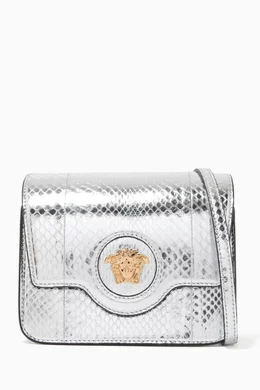 Buy Versace Silver La Medusa Crossbody Bag in Snake embossed Leather For Women Online Ounass Bahrain