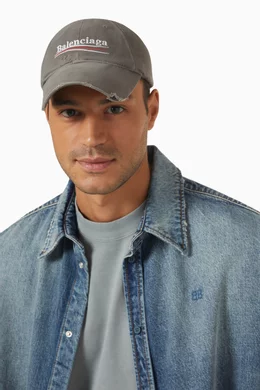 Buy Balenciaga Grey Political Campaign Destroyed Cap in Cotton For Men Online Ounass Bahrain