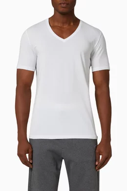 Buy BOSS White V neck T shirt in Cotton jersey For Men Online Ounass Bahrain