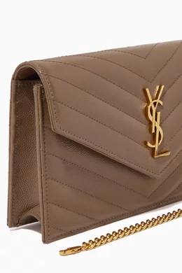 Buy SAINT LAURENT Brown Monogram Chain Wallet in Matelasse Leather For Women Online Ounass Bahrain