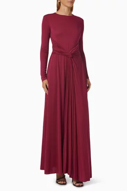 Buy Marella Red Altea Twisted front Maxi Dress in Lurex jersey For Women Online Ounass Bahrain