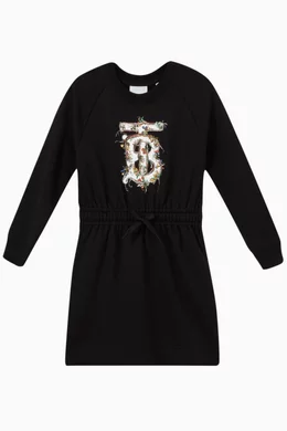 Buy Burberry Black KG2 Alba Monogram Dress in Cotton Jersey For