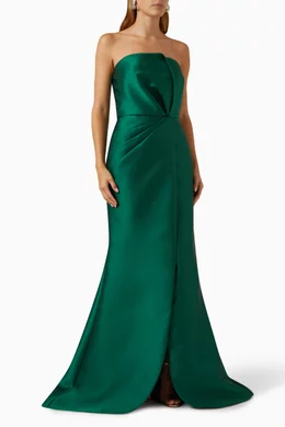 Dress Pronovias Emerald Buy Pronovias Green Strapless Mermaid Gown In  Mikado For Women
