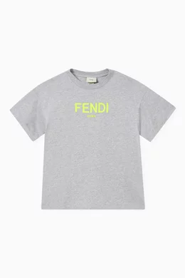 Buy Fendi Grey Logo T-shirt in Cotton For Boys Online Ounass Bahrain