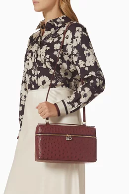 【manahofu】LORO ny s pierce Buy Loro Piana Burgundy Extra Pocket L27 Pouch in Ostrich Leather