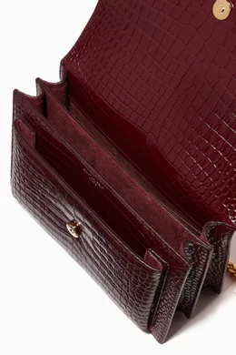 Buy SAINT LAURENT Burgundy Medium Sunset Chain Shoulder Bag in Croc embossed Leather For Women Online Ounass Bahrain