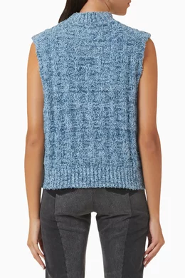 Buy Maison Margiela Blue Vest in Denim Boucle Knit For UNISEX Online Ounass Bahrain