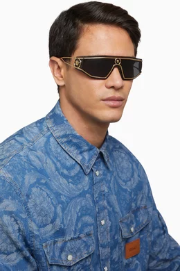 Buy Versace Black Medusa Sunglasses in Metal For Men Online Ounass Bahrain