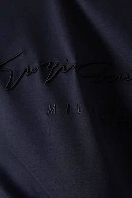 Buy Giorgio Armani Blue Signature Embroidered T shirt in Cotton For Men Online Ounass Bahrain