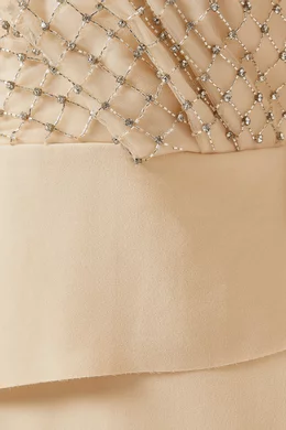 Buy Rachel Gilbert Neutral Dita Hand beaded Gown in Crepe For Women Online Ounass Bahrain