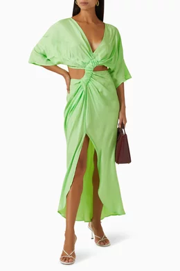 suboo green dress Suboo Grace Two Tone Ring Front Midi Dress in Blue Green – Coco & Lola main image 0