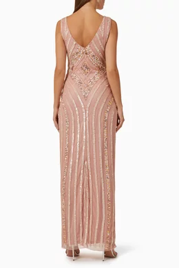 Buy Amelia Rose Pink Sequin embellished Maxi Dress in Tulle For Women Online Ounass Bahrain