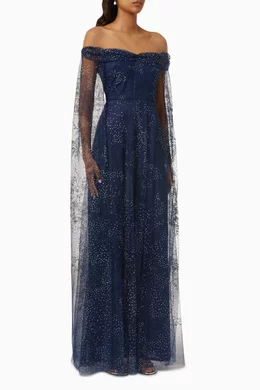 Marchesa notte navy mena dress shop
