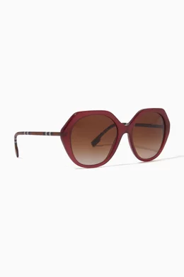Burberry check detail round frame sunglasses clearance