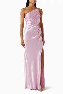 Buy Shona Joy Pink La Lune Gathered Maxi Dress in Satin For Women Online Ounass Bahrain