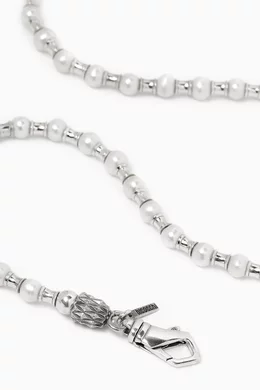 Buy Emanuele Bicocchi Silver Pearl Spacers Necklace in Sterling Silver For Men Online Ounass Bahrain