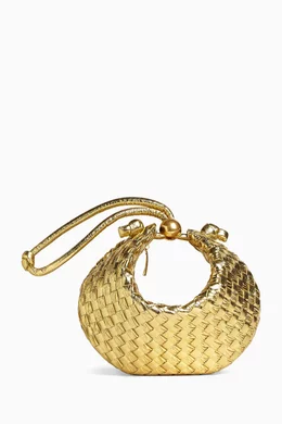 Buy Bottega Veneta Gold Medium Turn Pouch in Intrecciato Laminated Leather For UNISEX Online Ounass Bahrain