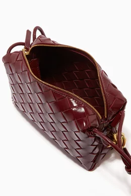 Buy Bottega Veneta Burgundy Mini Loop Crossbody Bag in Intrecciato Leather For UNISEX Online Ounass Bahrain