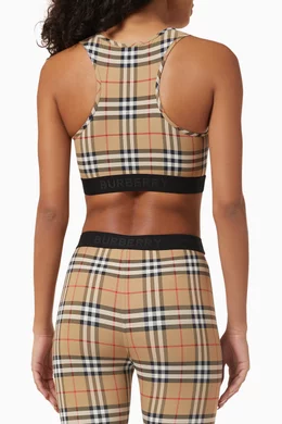 Buy Burberry Neutral Dalby Logo Vintage Check Bra Top in Stretch jersey For Women Online Ounass Bahrain