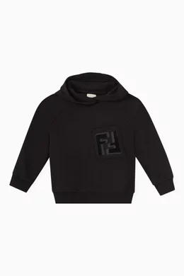 Buy Fendi Black Logo Hoodie in Cotton For Boys Online Ounass Bahrain
