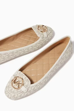 Buy Michael Kors White Lillie Ballet Flats in Signature Monogram Canvas For Women Online Ounass Bahrain