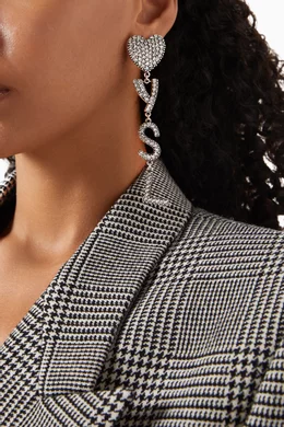 Buy SAINT LAURENT Silver Opyum YSL Heart Earrings in Metal Crystal For Women Online Ounass Bahrain