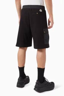 Buy Moncler Black Cargo Pocket Sweatshorts in Fleece For Men Online Ounass Bahrain
