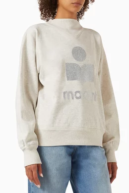 Buy Isabel Marant Etoile Neutral Moby Logo Sweatshirt in Cotton blend For Women Online Ounass Bahrain